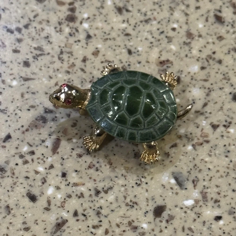 Green and Gold Turtle Brooch
